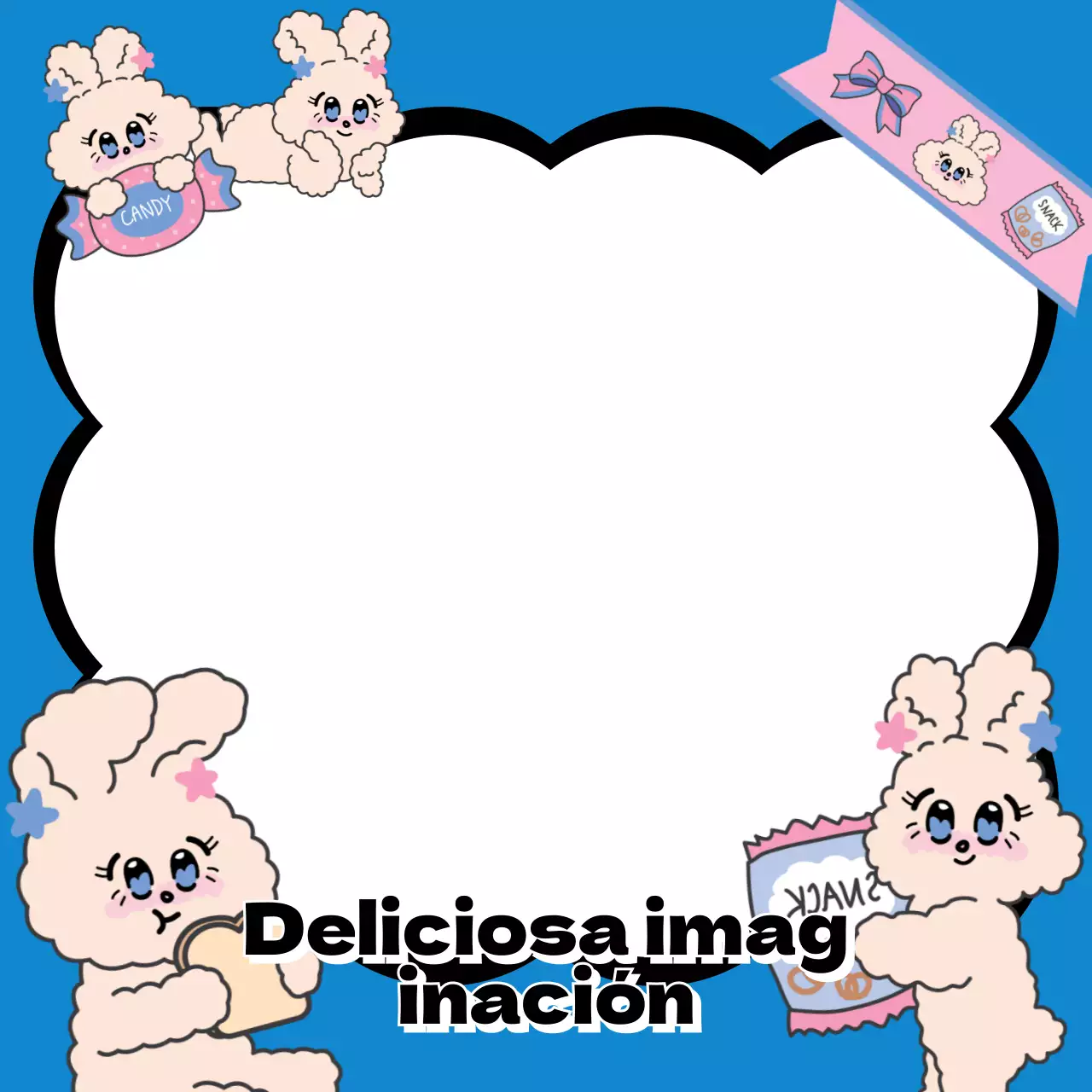 Bloc de notas con carácter de conejito entintado en azul