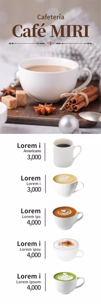 Foto marrón cafetería menú anuncio