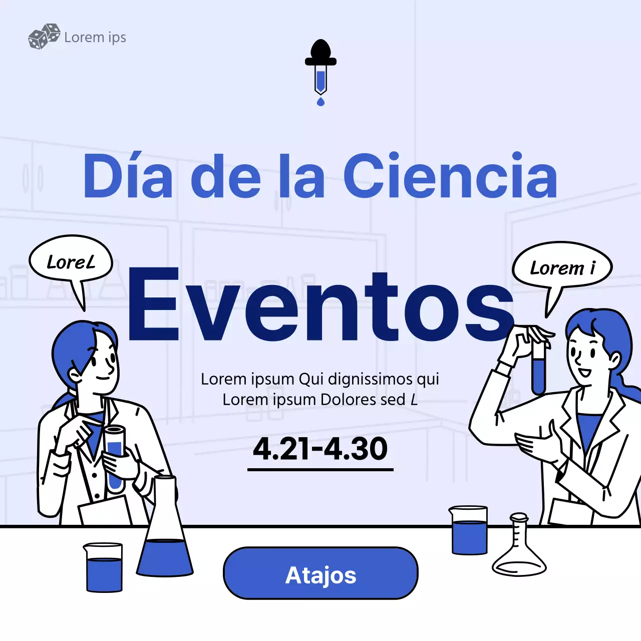 Venta del Día de la Ciencia con el concepto de laboratorio azul