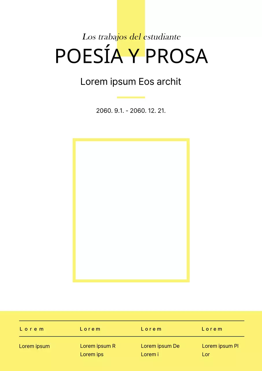 Informe temático de formas sencillas en blanco y amarillo