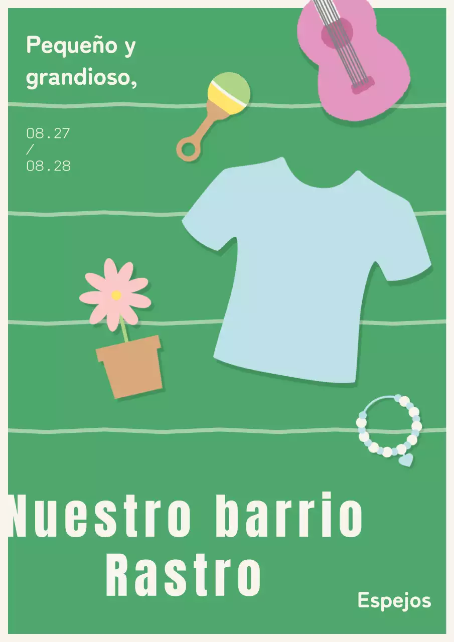 Una guía sencilla e ilustrada del Rastro en verde y beige