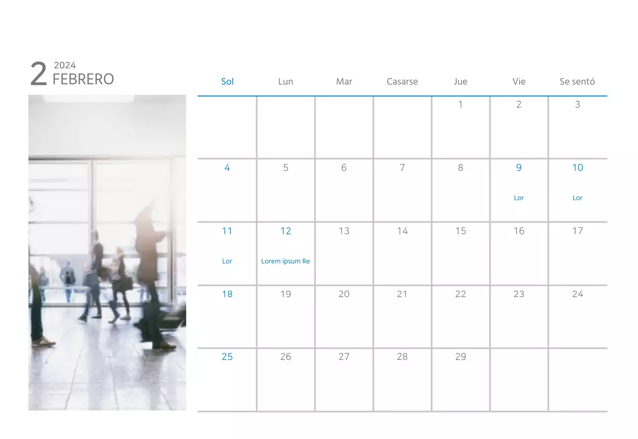 Calendario de empresa blanco y sencillo