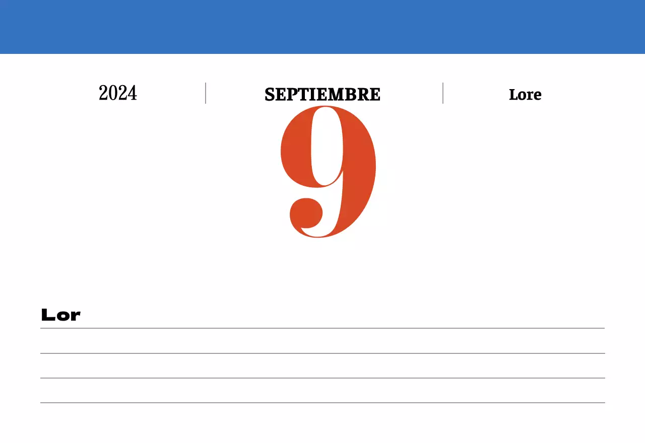 Calendario nostálgico de concepto retro en rojo y azul