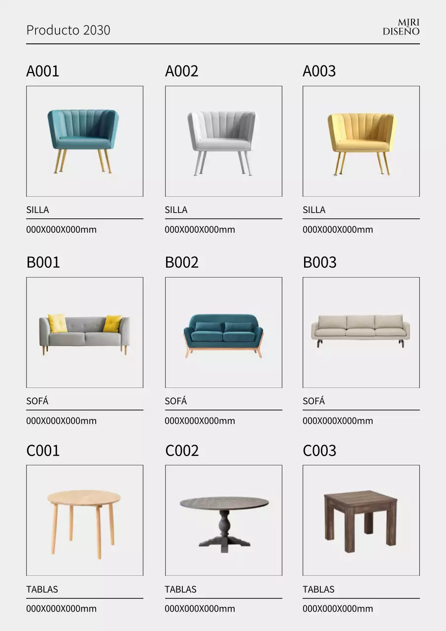 Ilustración de muebles con cuadros escoceses azul marino y sillas