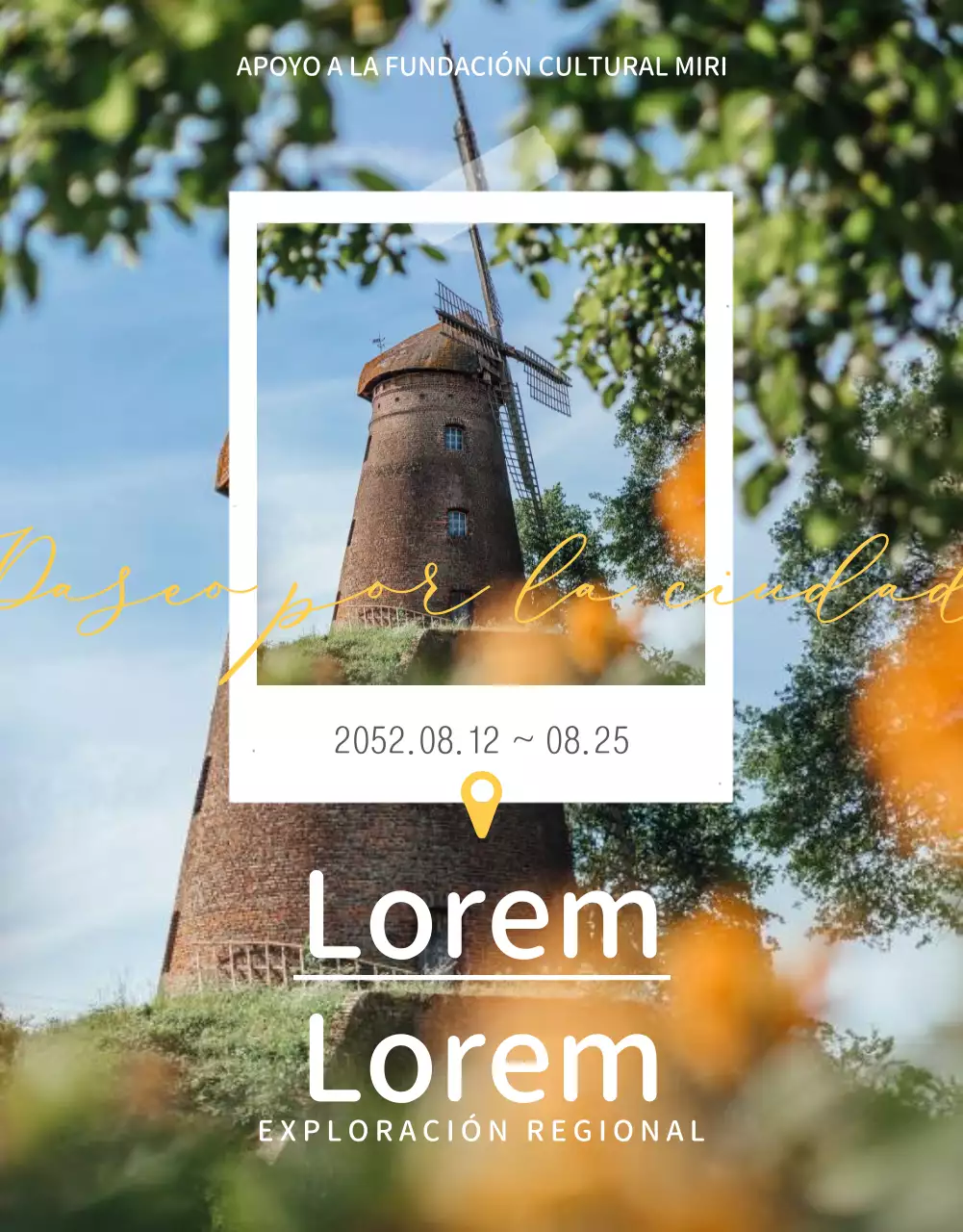 Programa de exploración del área de concepto Polaroid en verde claro y amarillo