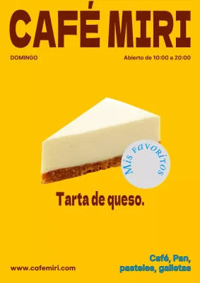 Promueva un moderno pastel de cafetería en amarillo y marrón