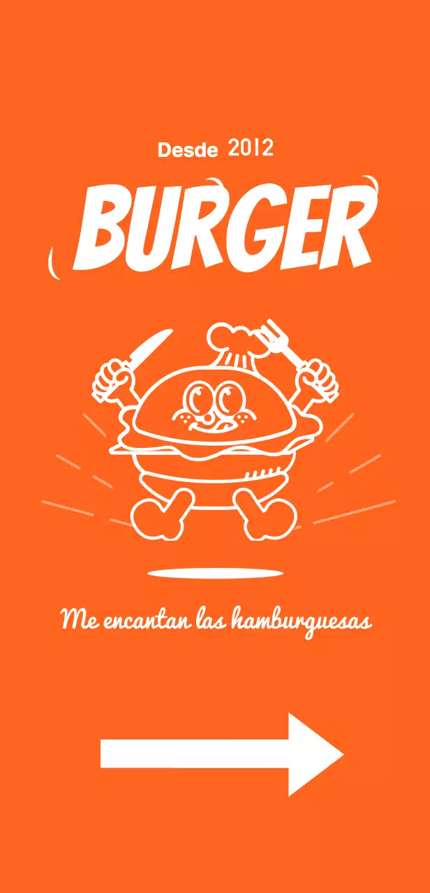 Cartel de menú con la ilustración de una hamburguesa sobre fondo naranja