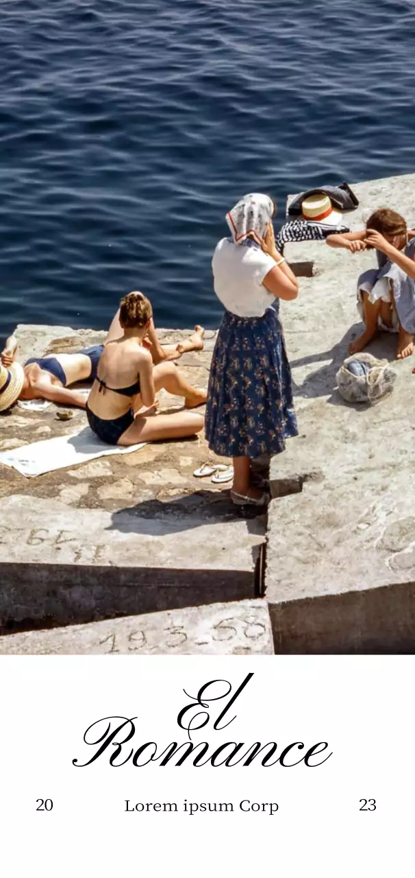 Mercancía sentimental con océano azul y palabras en inglés en negro