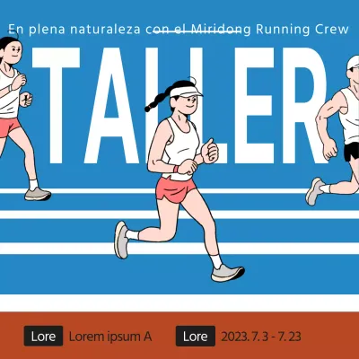 Anuncio de taller para el concepto de ilustración de carreras azul-marrón