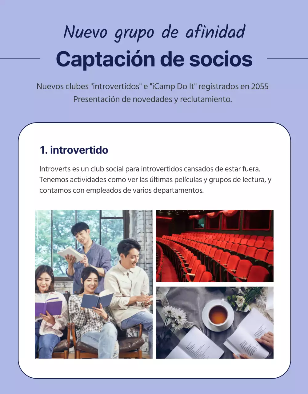 Ilustración de un entorno de cotrabajo morado y amarillo