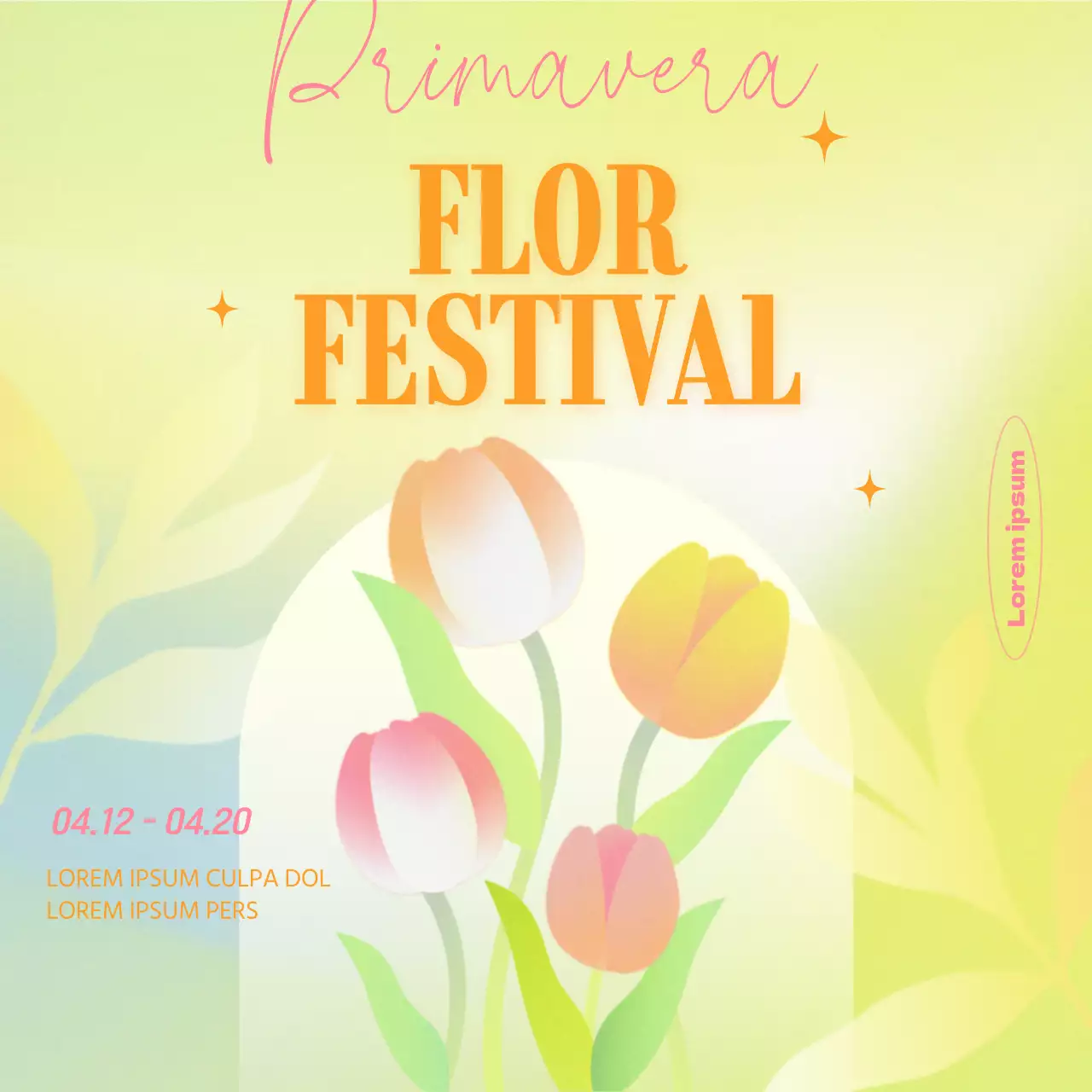 Promocione su fiesta de las flores de primavera con un tema en degradado amarillo