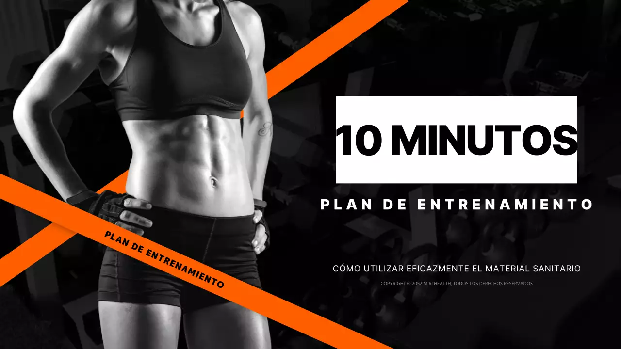 Plan de entrenamiento físico de 10 minutos en negro y naranja