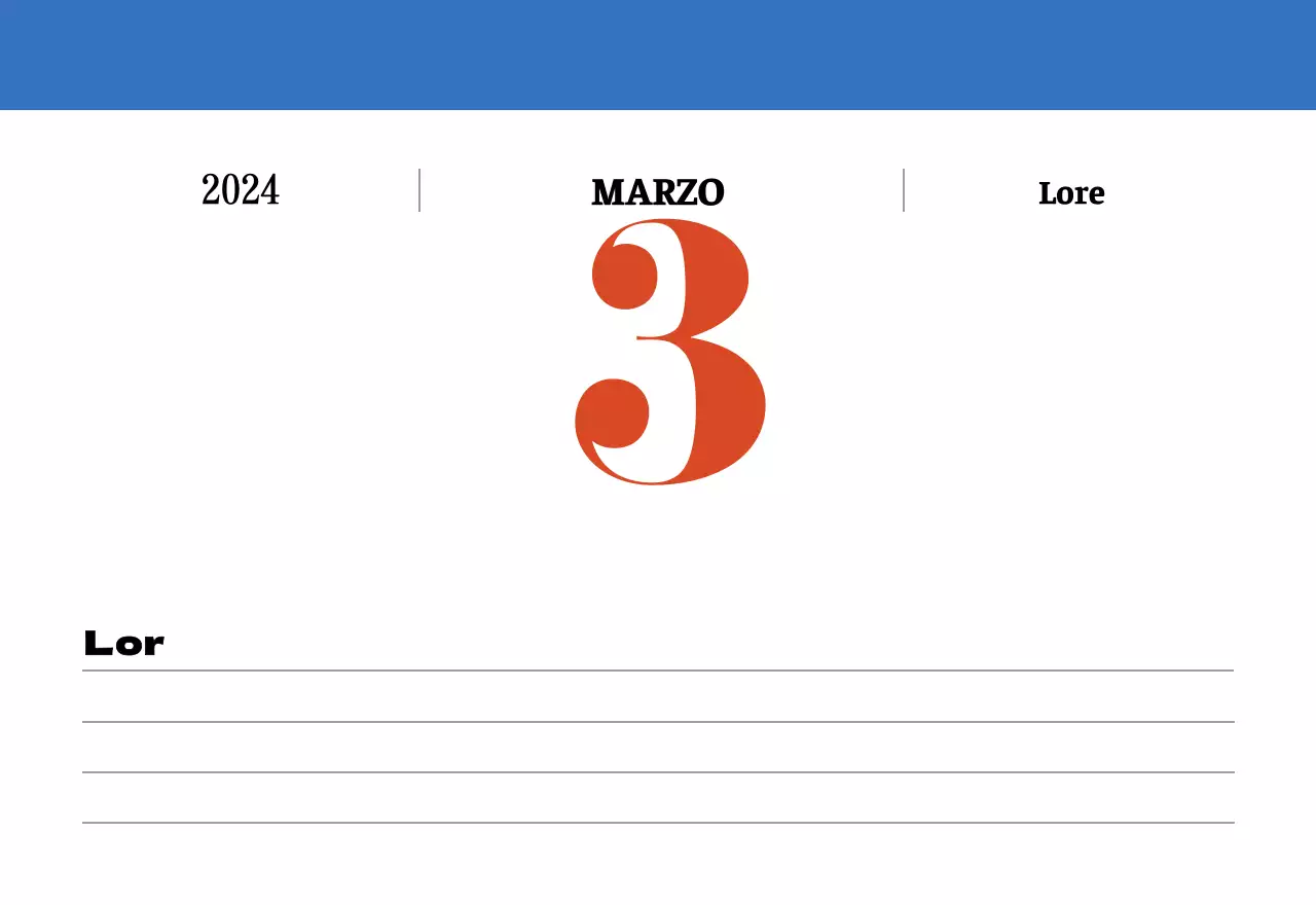 Calendario nostálgico de concepto retro en rojo y azul