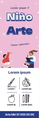 Rosa azul ilustración lindo anuncio de la escuela de arte