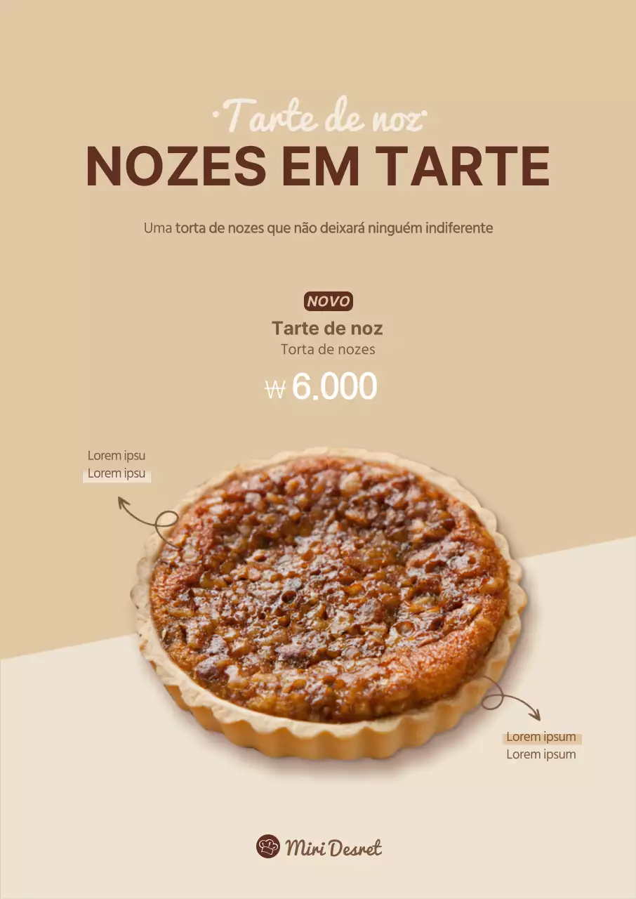 Cartaz de tarte de nozes em castanho