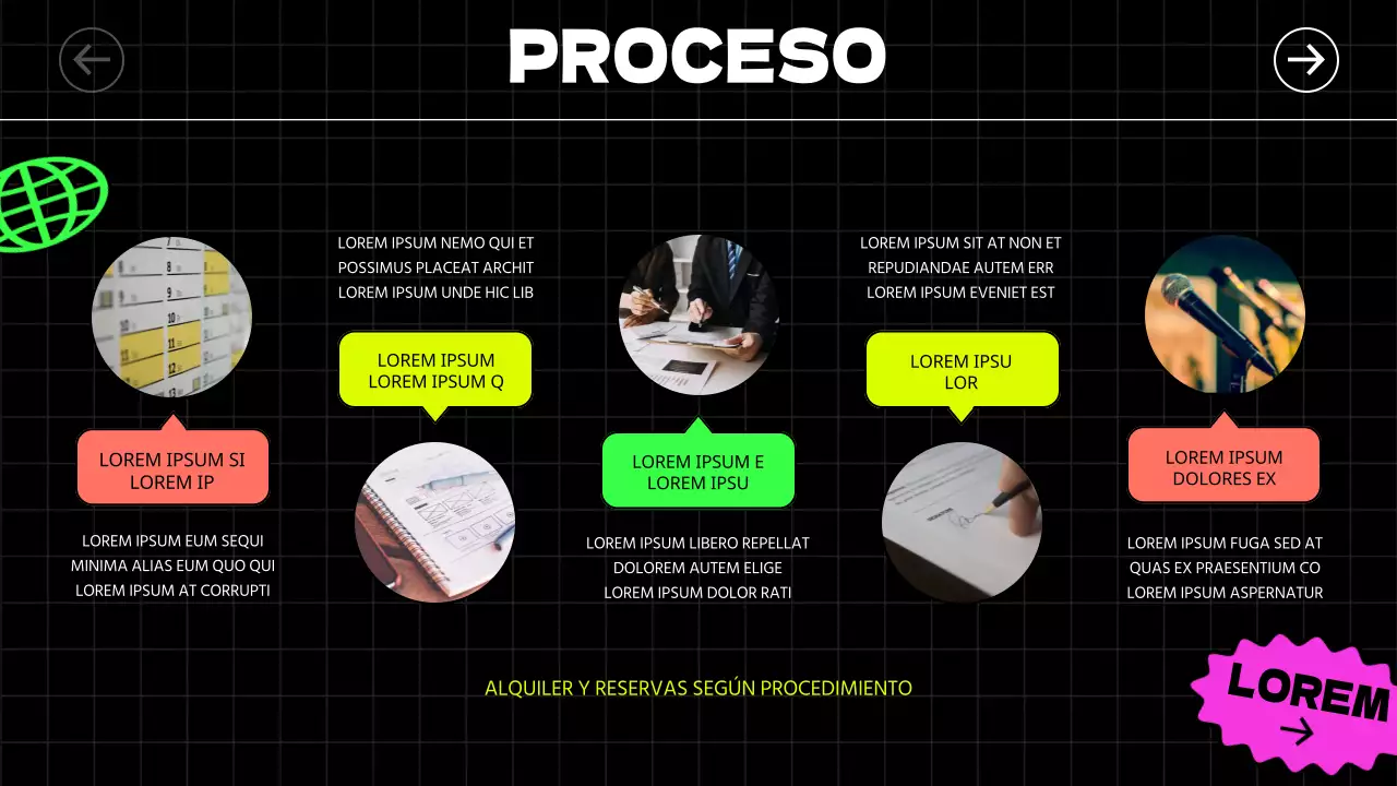 Pegatinas ilustradas de estilo kitsch y fuentes atrevidas en negro y colores neón dan un toque rítmico a las guías de conciertos y alquileres.