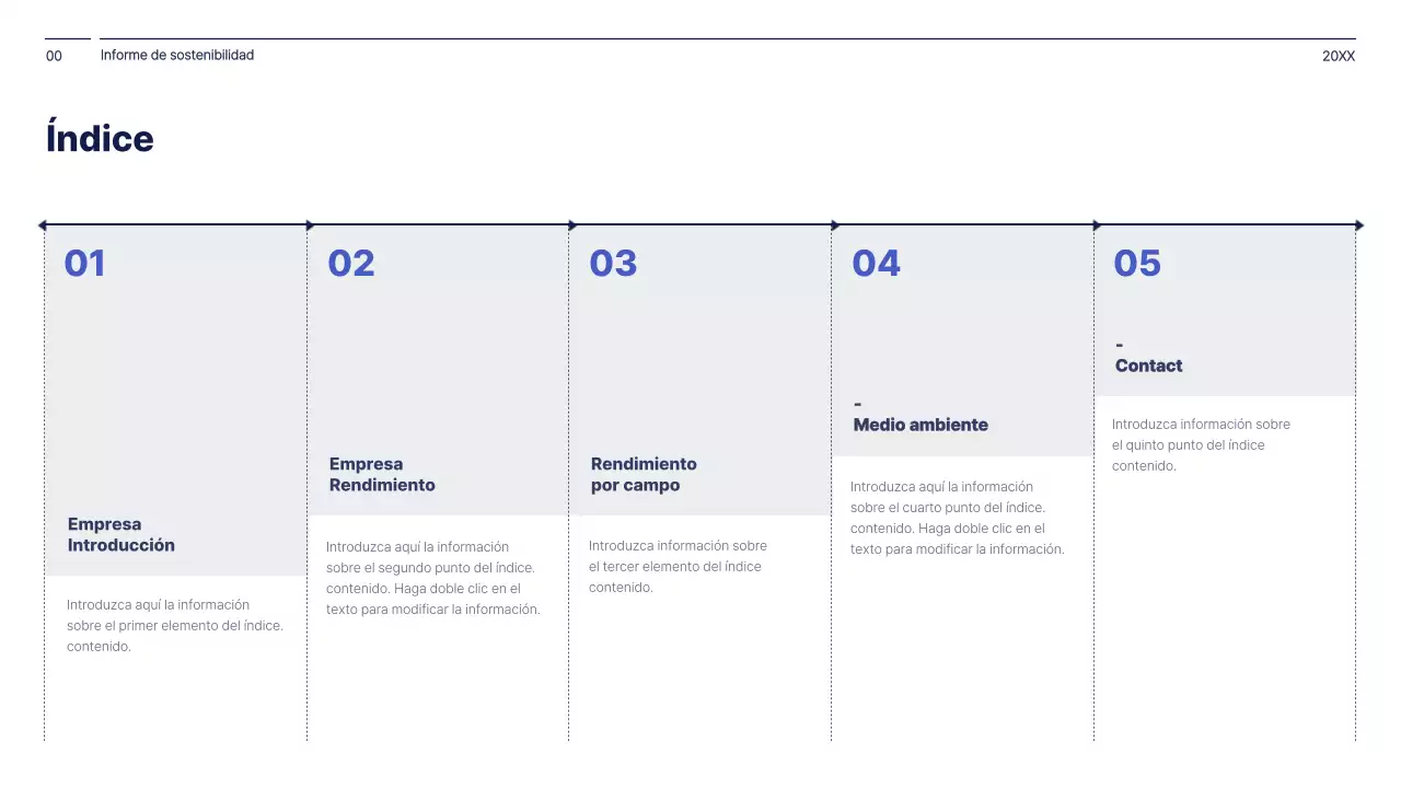 Concepto sencillo en azul marino y blanco de informe de gestión empresarial