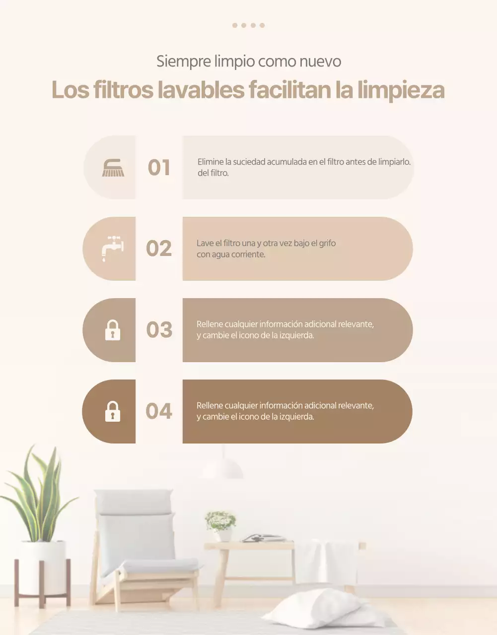 Presentamos un aspirador de mano sencillo y moderno en tonos marrones y beige