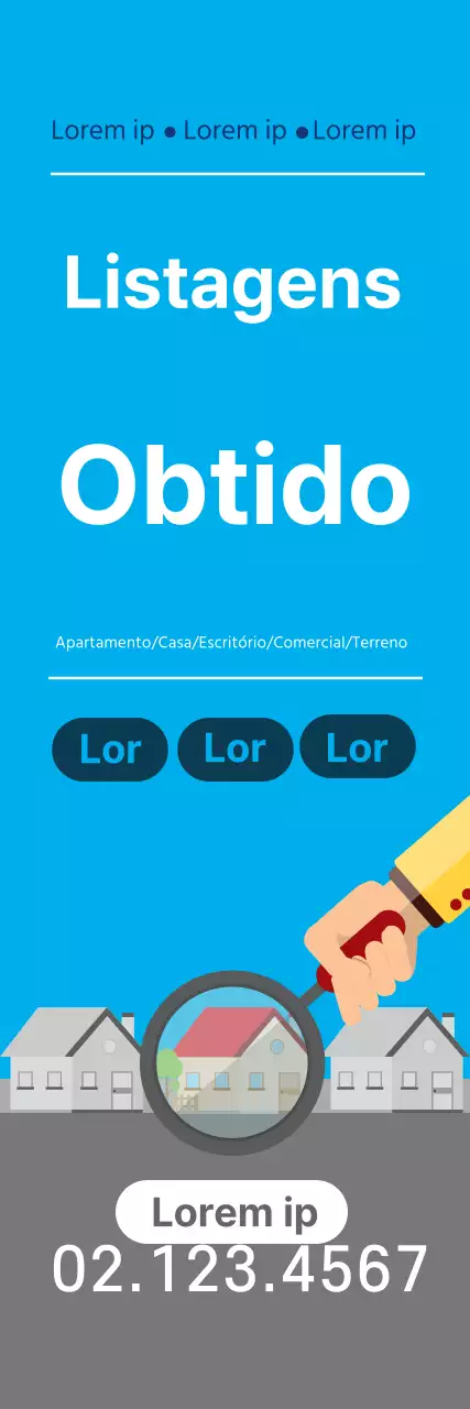 Ilustração azul promoção de imóveis limpos
