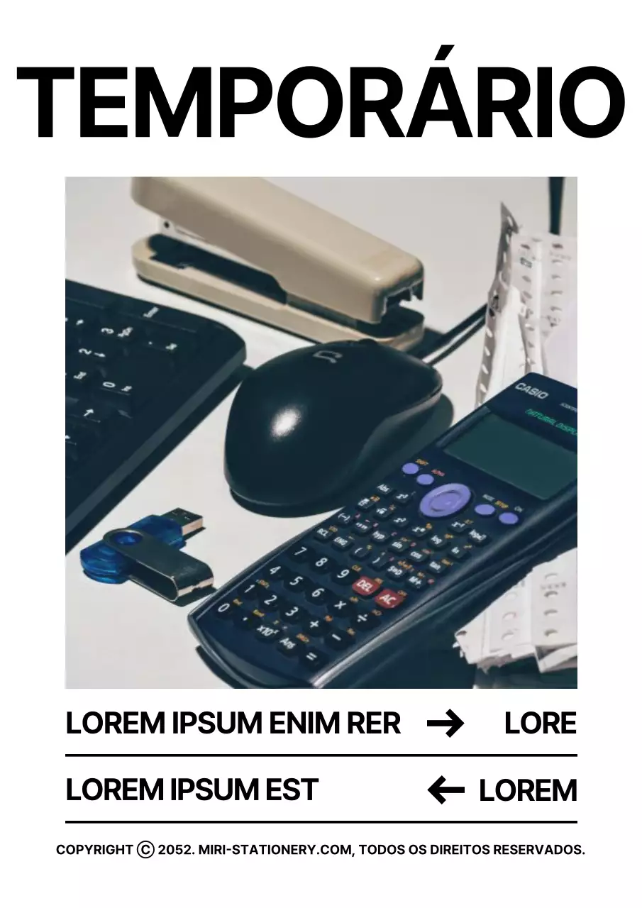 Marca de papelaria em branco e preto