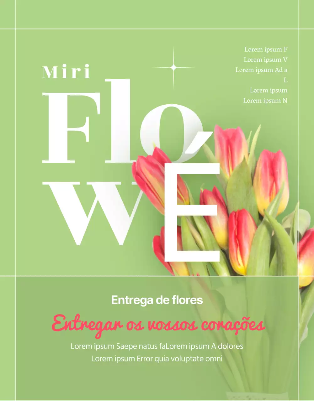 Apresentação de um serviço de entrega de flores de luxo em verde e rosa