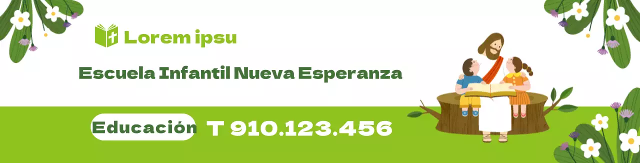 Ilustración del personaje verde Promoción de la Escuela Infantil de la Iglesia