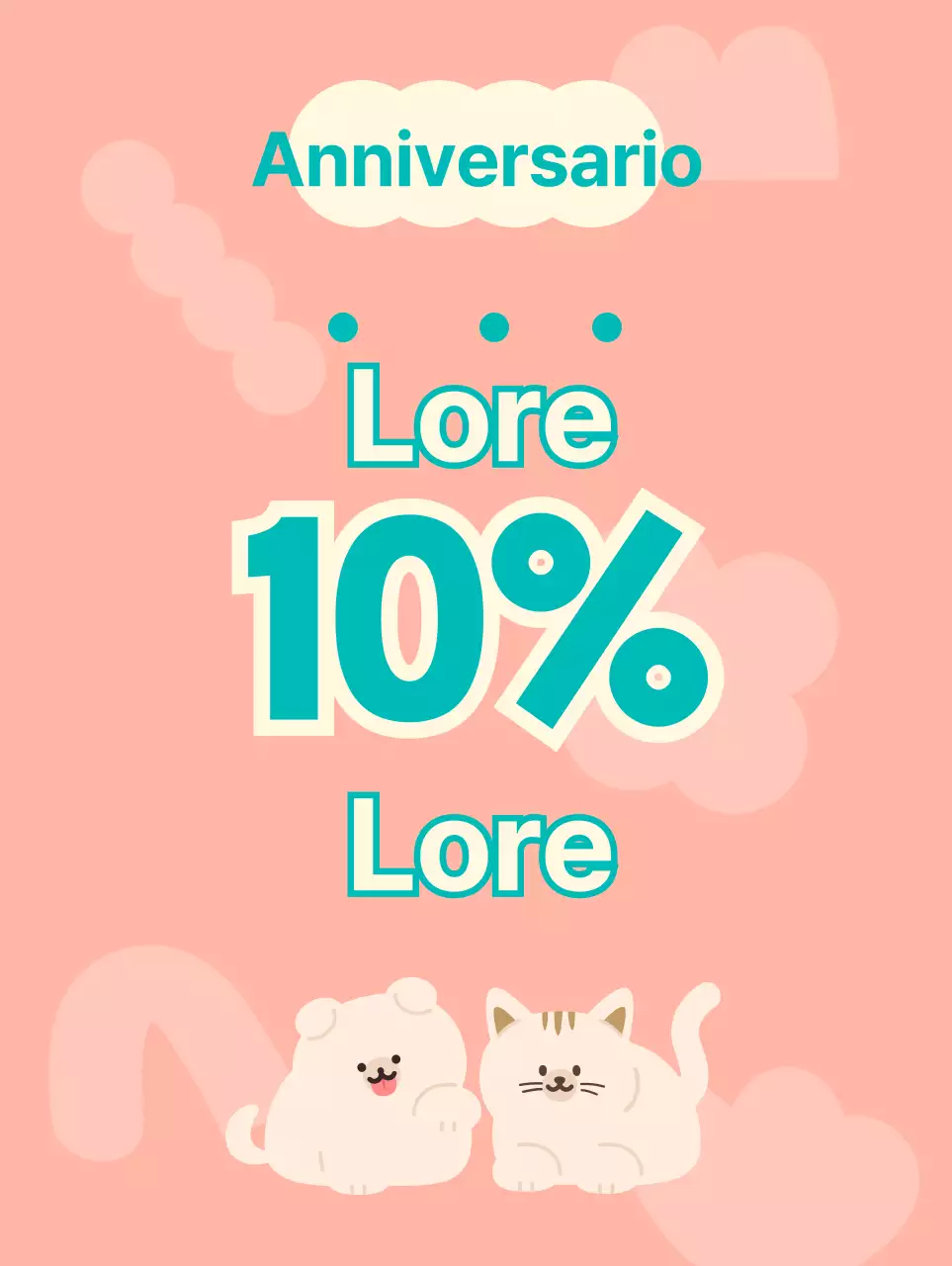 Un negozio di forniture per animali non presidiato con simpatiche illustrazioni di cani e gatti rosa e turchesi