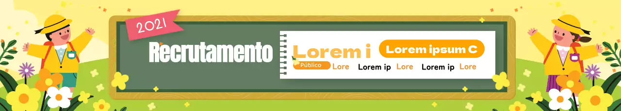 Ilustração amarela promoção de recrutamento pré-escolar para o jardim de infância