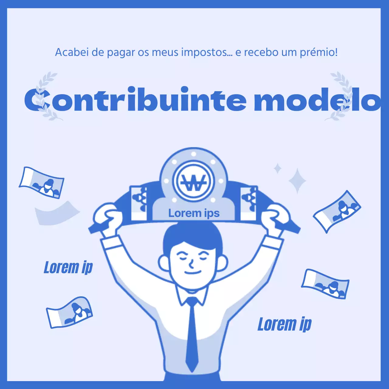 Informações sobre a oferta do Dia dos Impostos destacadas a azul ilustrações simples