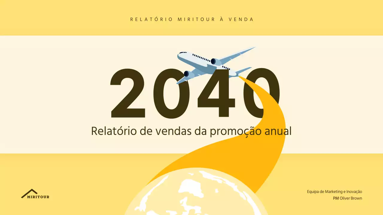 Apresentação do relatório de receitas da agência de viagens com conceito amarelo