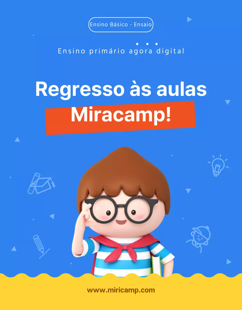 Tema azul amarelo laranja do ensino primário