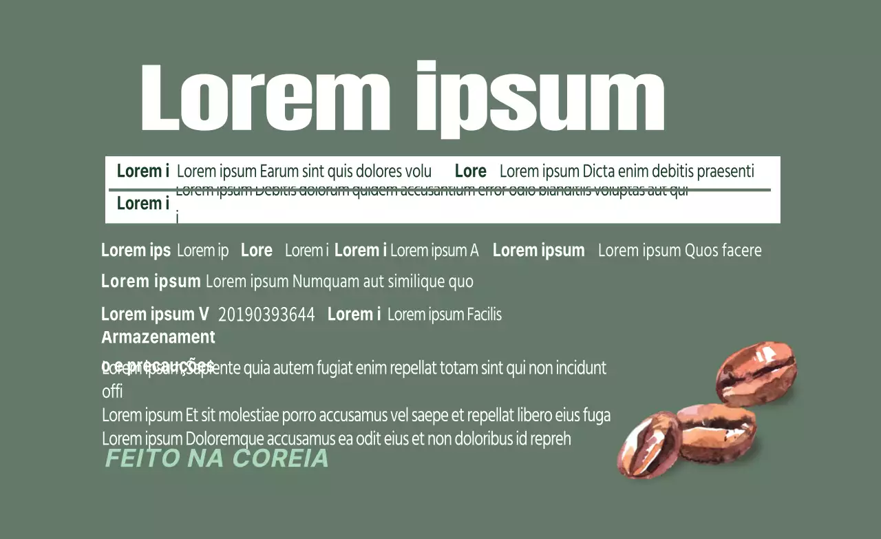 Letras verdes Ilustrações em destaque Rótulos limpos e pormenorizados dos grãos de café