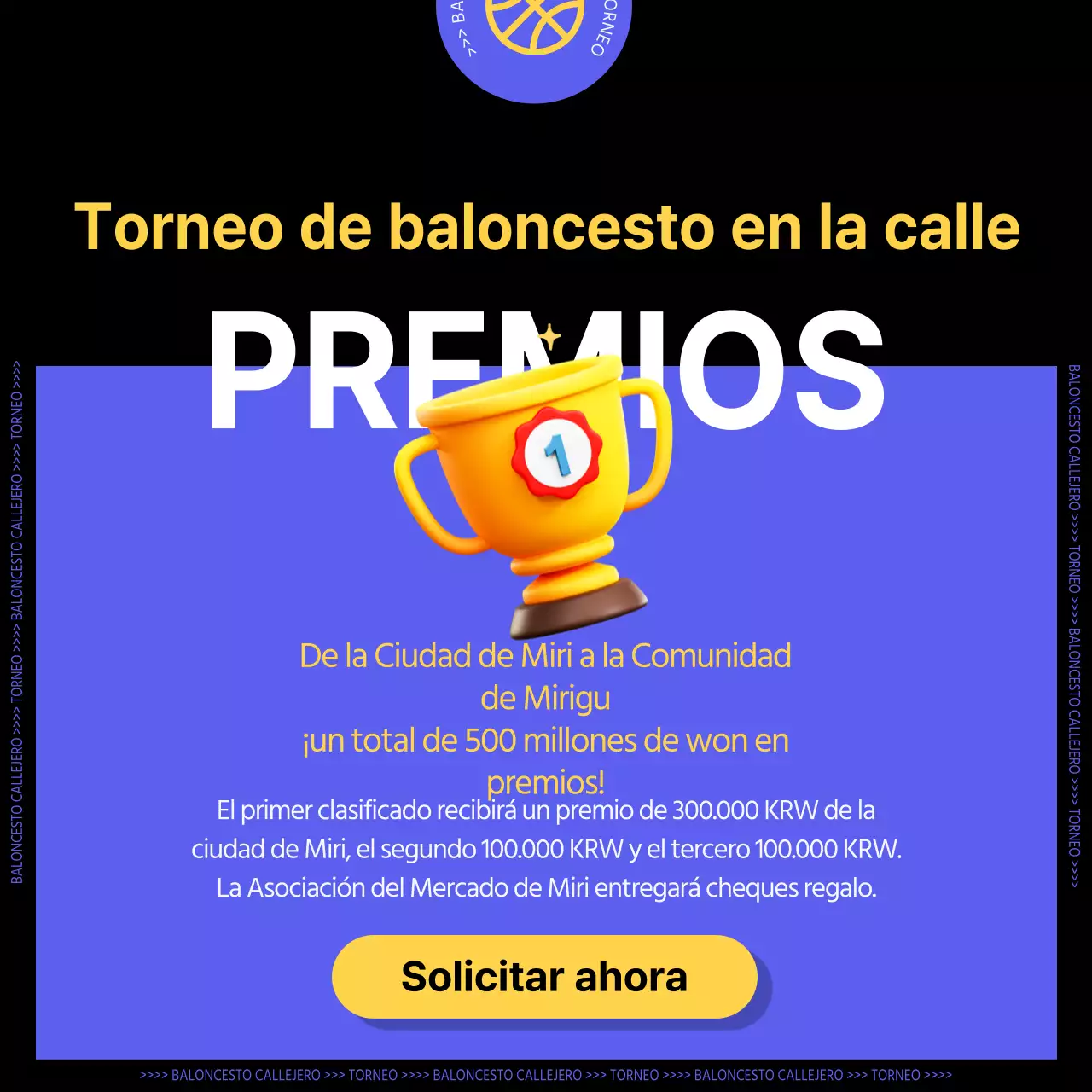 Potente baloncesto callejero en morado y amarillo