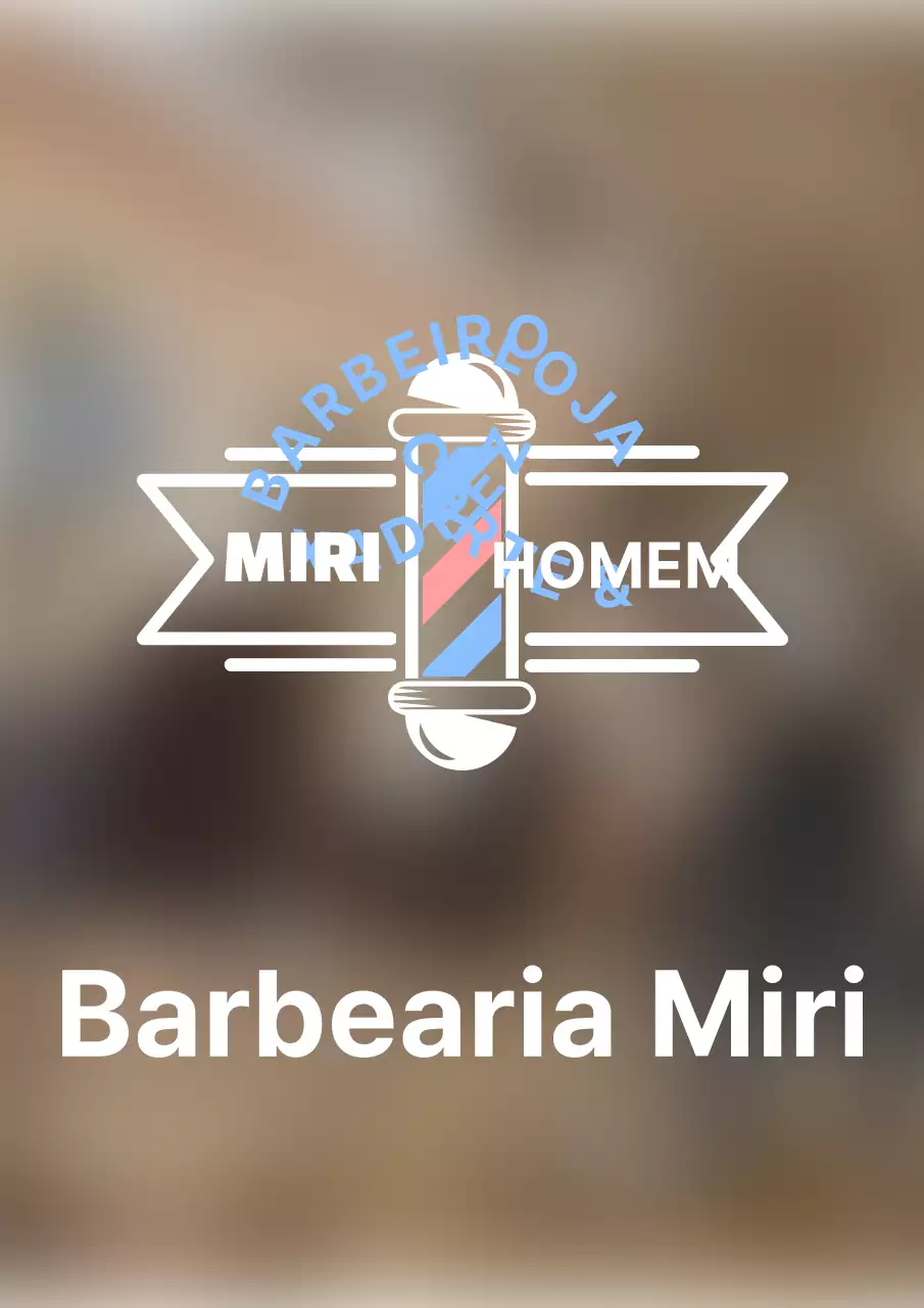 Desenho de barbearia com ilustrações simples em branco e azul