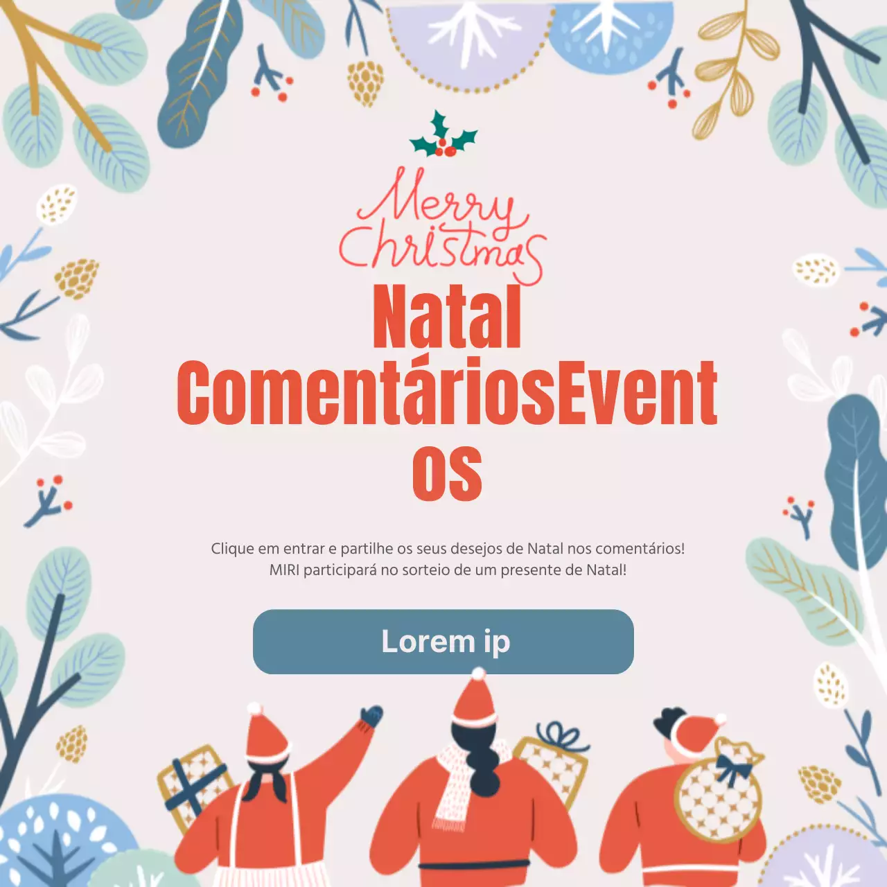 Cartaz de Natal em vermelho e marfim