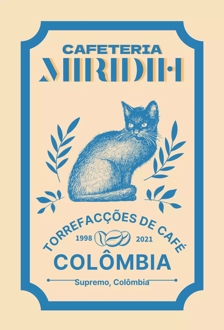 Um guia de marcas e grãos de café com um design tipográfico bege e azul2