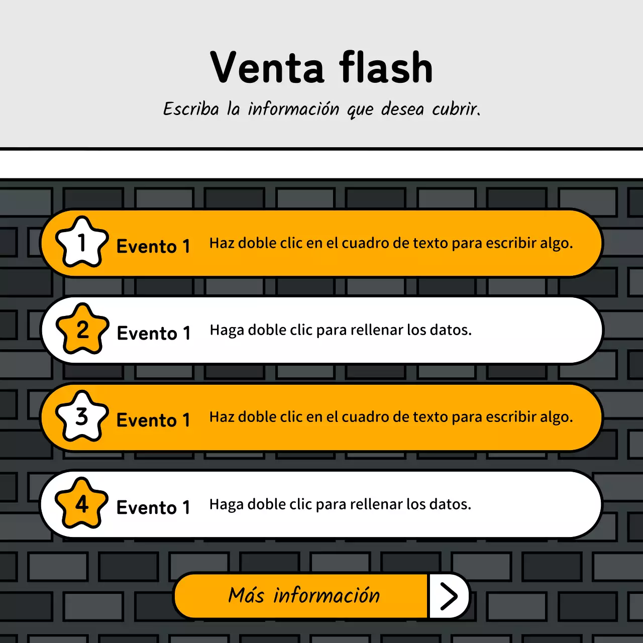 Evento básico y simpático de estilo ilustración con acentos azules, rojos y amarillos