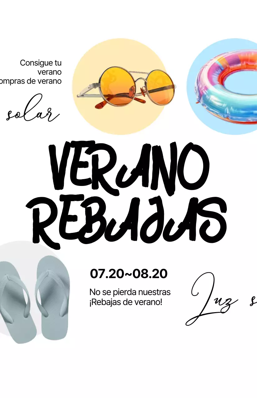 Promocione su venta de verano con caligrafía sobre fondo blanco