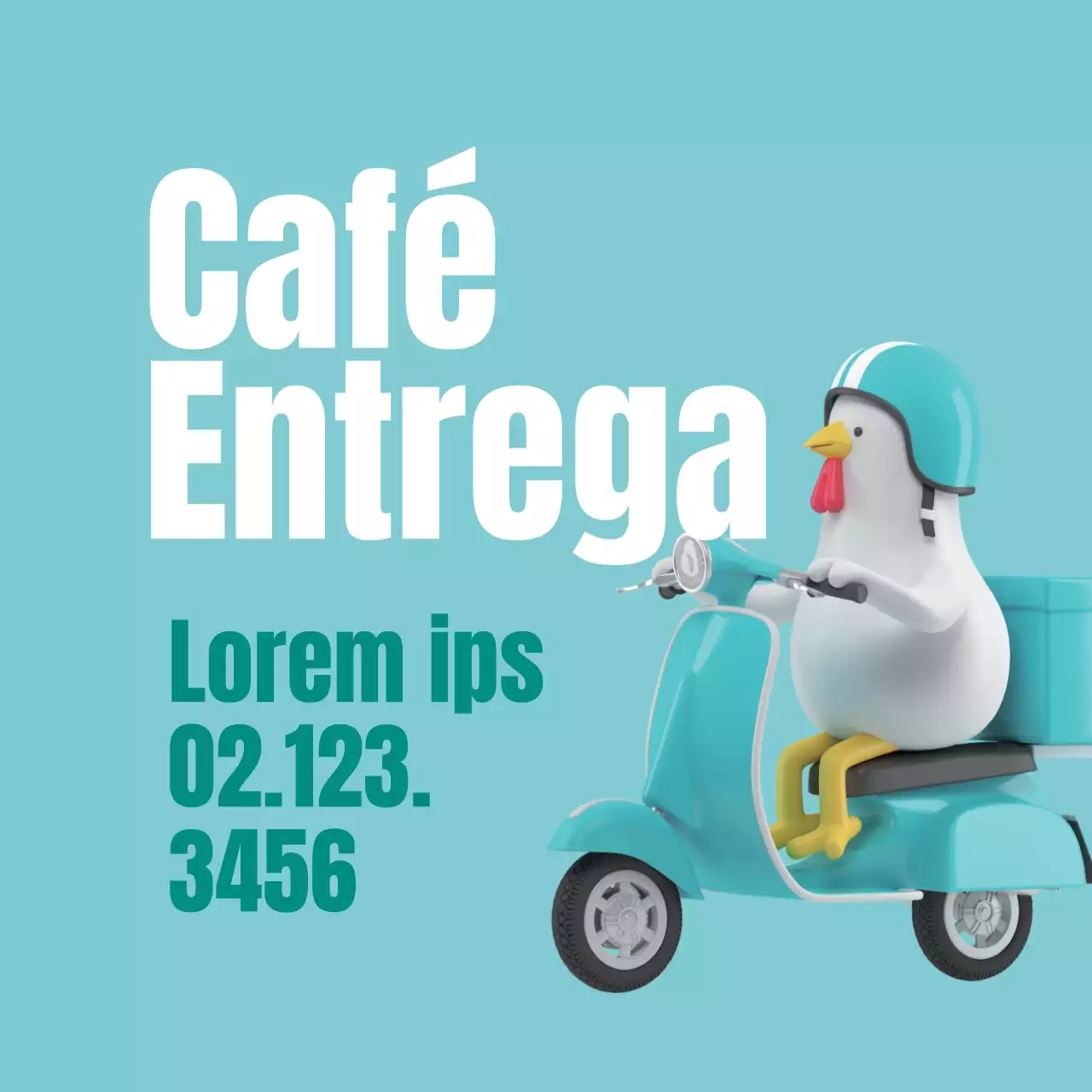 Simpática etiqueta de entrega de café con ilustración azul