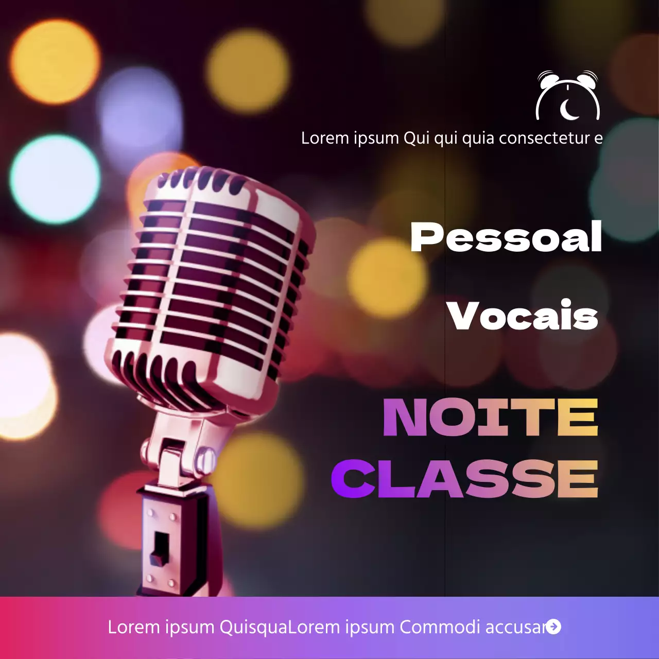 Tema de palestra vocal com tons de gradiente cor-de-rosa, cena nocturna animada e conceito de jazz