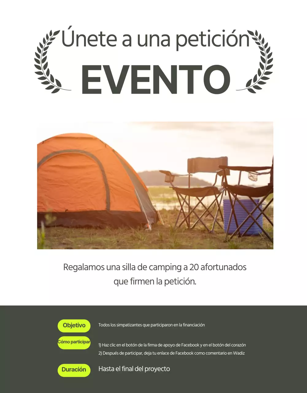 Carpa Cúpula Wadiz con un diseño limpio en verde fluorescente