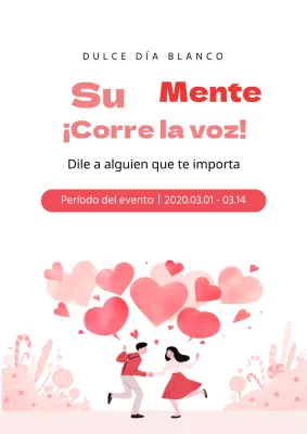 Bonito folleto del Día Blanco en blanco y rosa