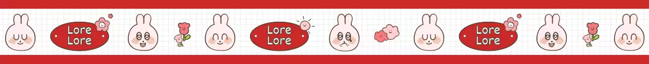 Padrão de ilustração de coelhinho vermelho e branco num estilo fofinho e engraçado