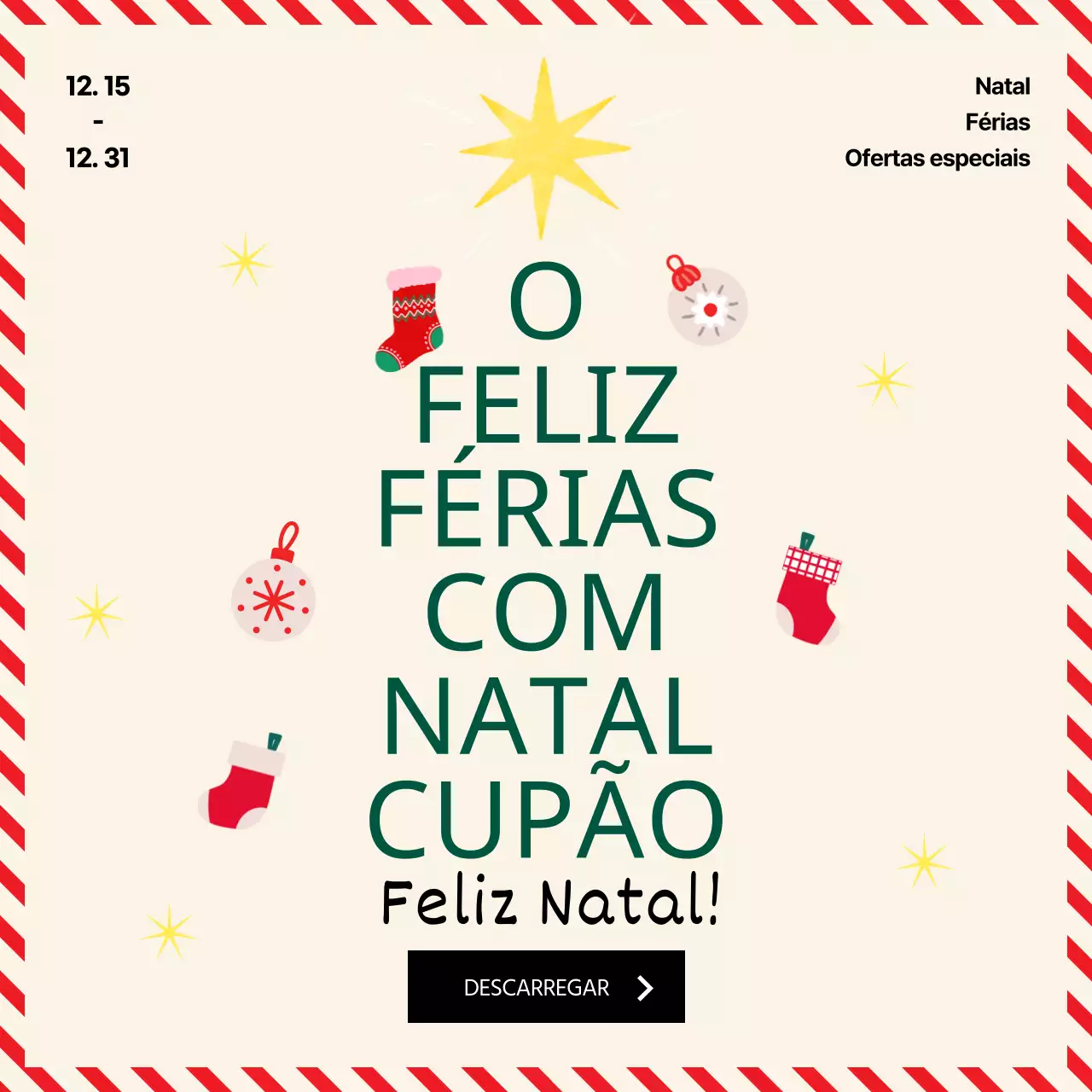 Evento de cupões de férias com um tema de árvore de Natal verde