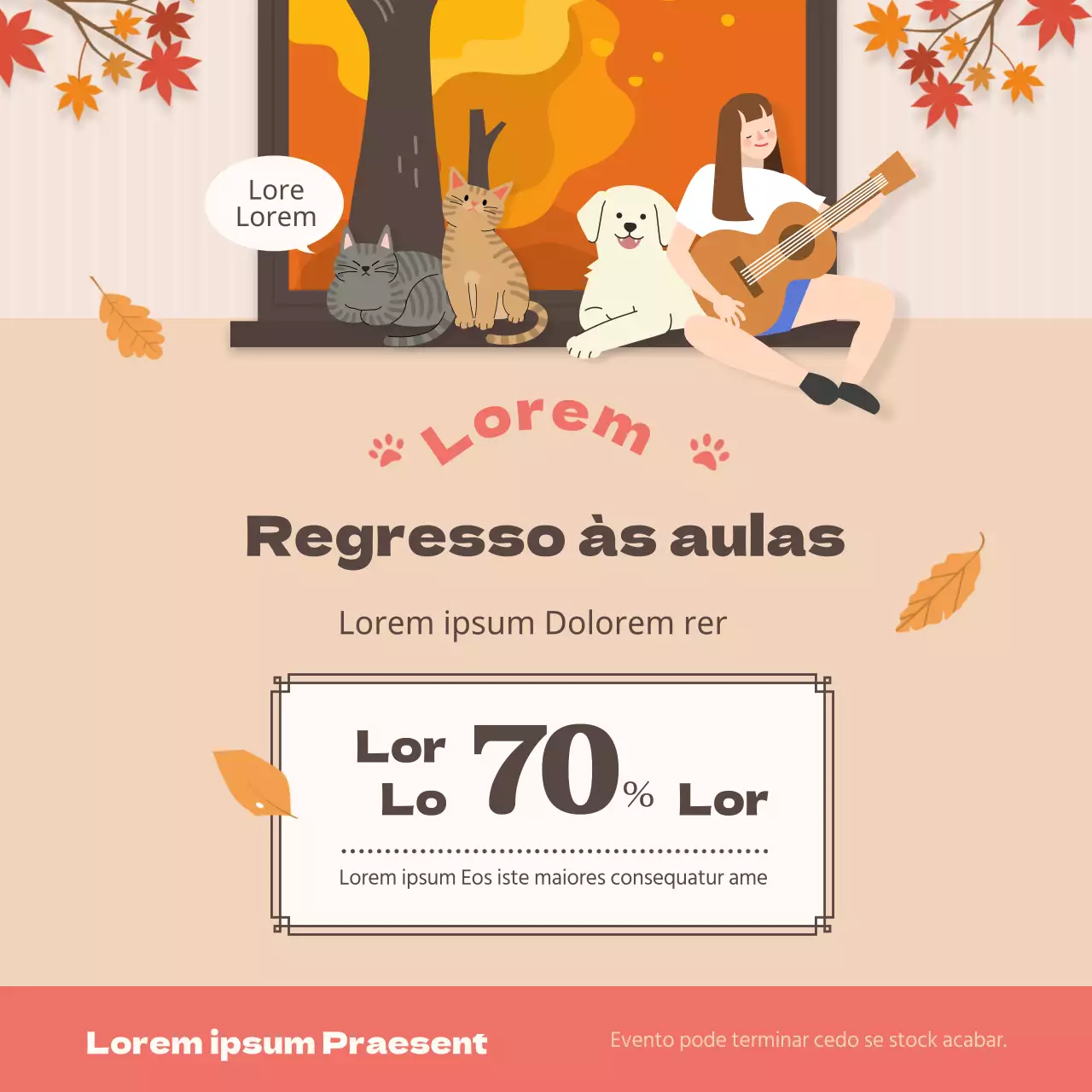 Venda outonal de animais de estimação bege