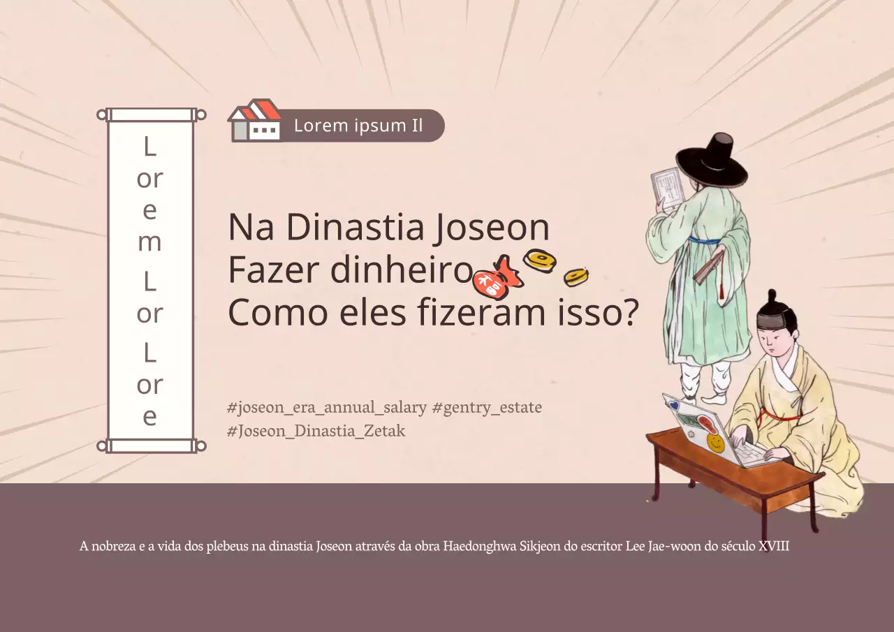 Educação financeira na dinastia Joseon em bege