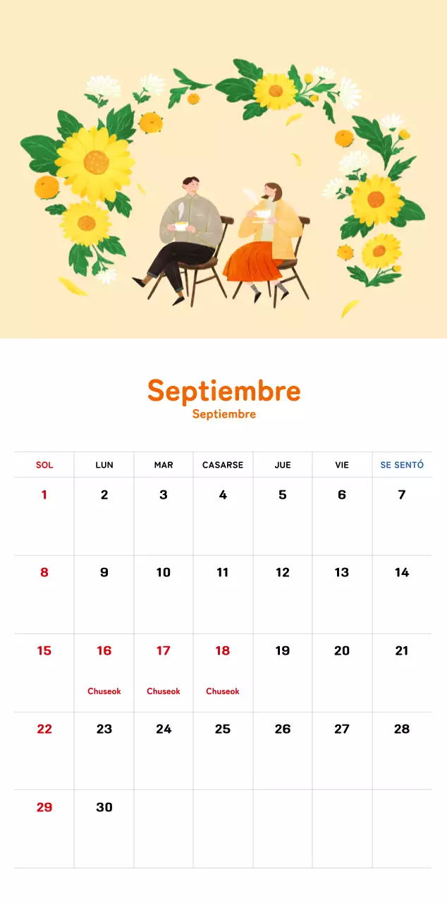Un cálido calendario ilustrado de Año Nuevo