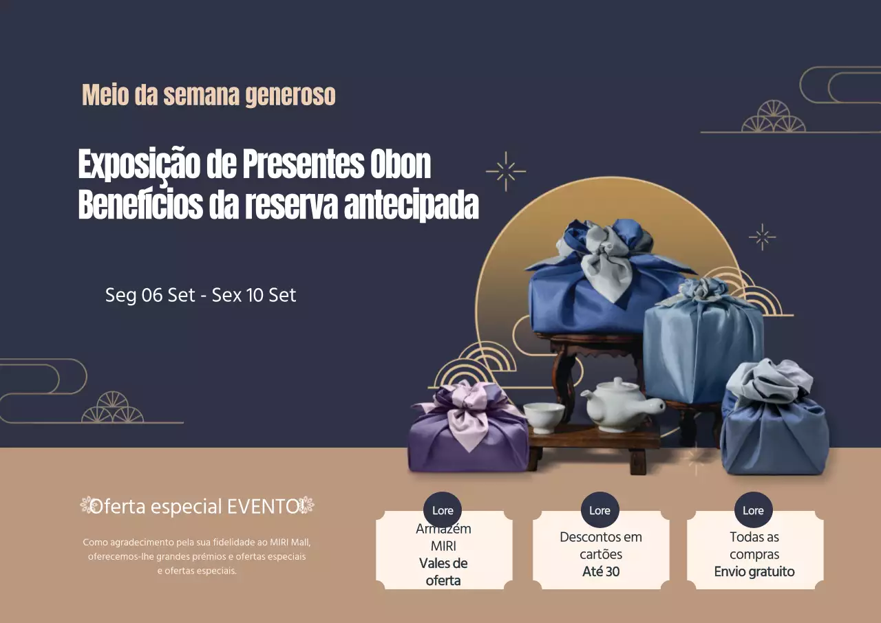 Cartaz horizontal de oferta do Chuseok em azul-marinho