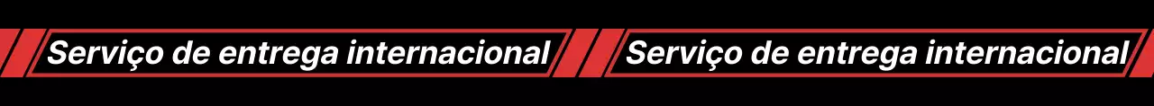 Promover um serviço de transporte internacional com um retângulo diagonal preto e vermelho