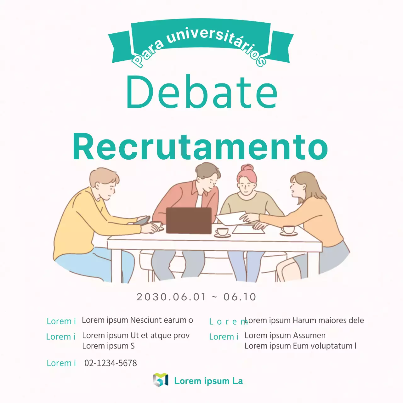 Debate universitário bege e verde Recrutamento para o estudo